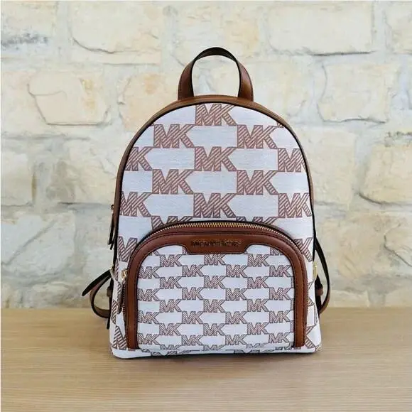 Jaycee Graphic Backpack MK Leather Jacquard Logo/wallet Option backpack by Michael Kors