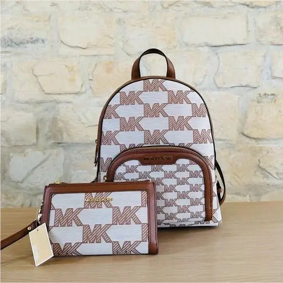 Jaycee Graphic Backpack MK Leather Jacquard Logo/wallet Option backpack+Wallet by Michael Kors