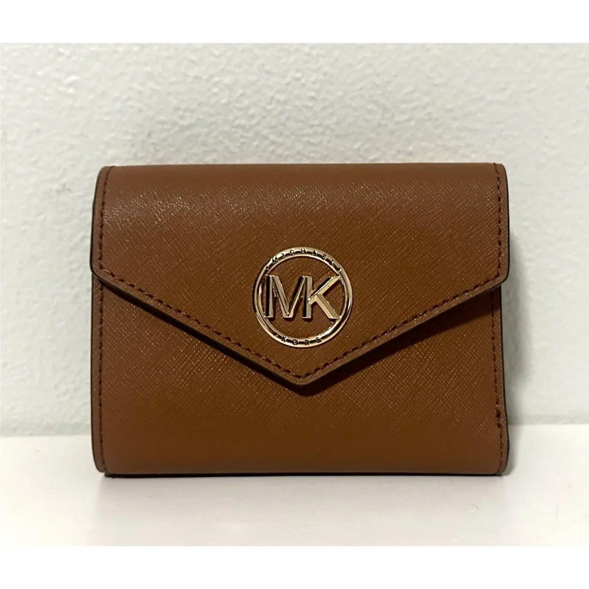 Michael Kors Jet Set Charm Greenwich Leather MK Signature Large Trifold Wallet