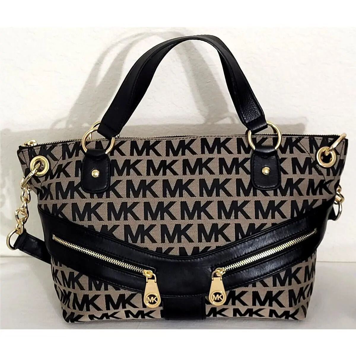 Michael Kors Jamesport Black Logo Signature Large Satchel Bag +/or Wallet