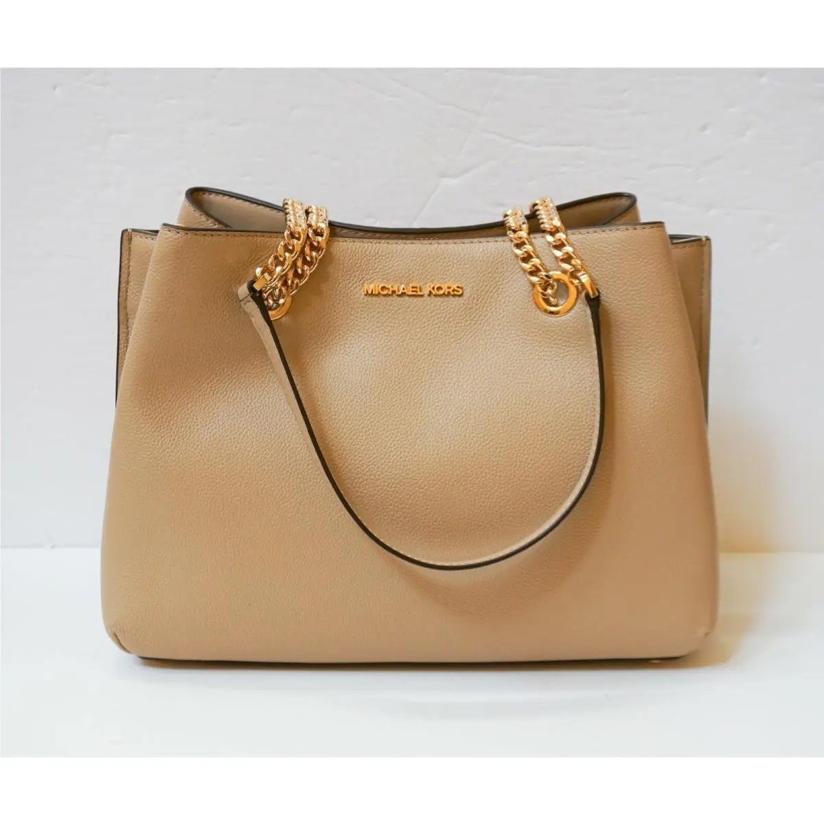 Teagen Large Long Drop Satchel Shoulder Tote Bag Bisque by Michael Kors