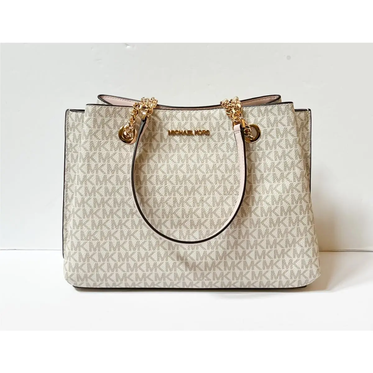 Teagen Large Long Drop Satchel Shoulder Tote Bag MK Vanilla Pink by Michael Kors
