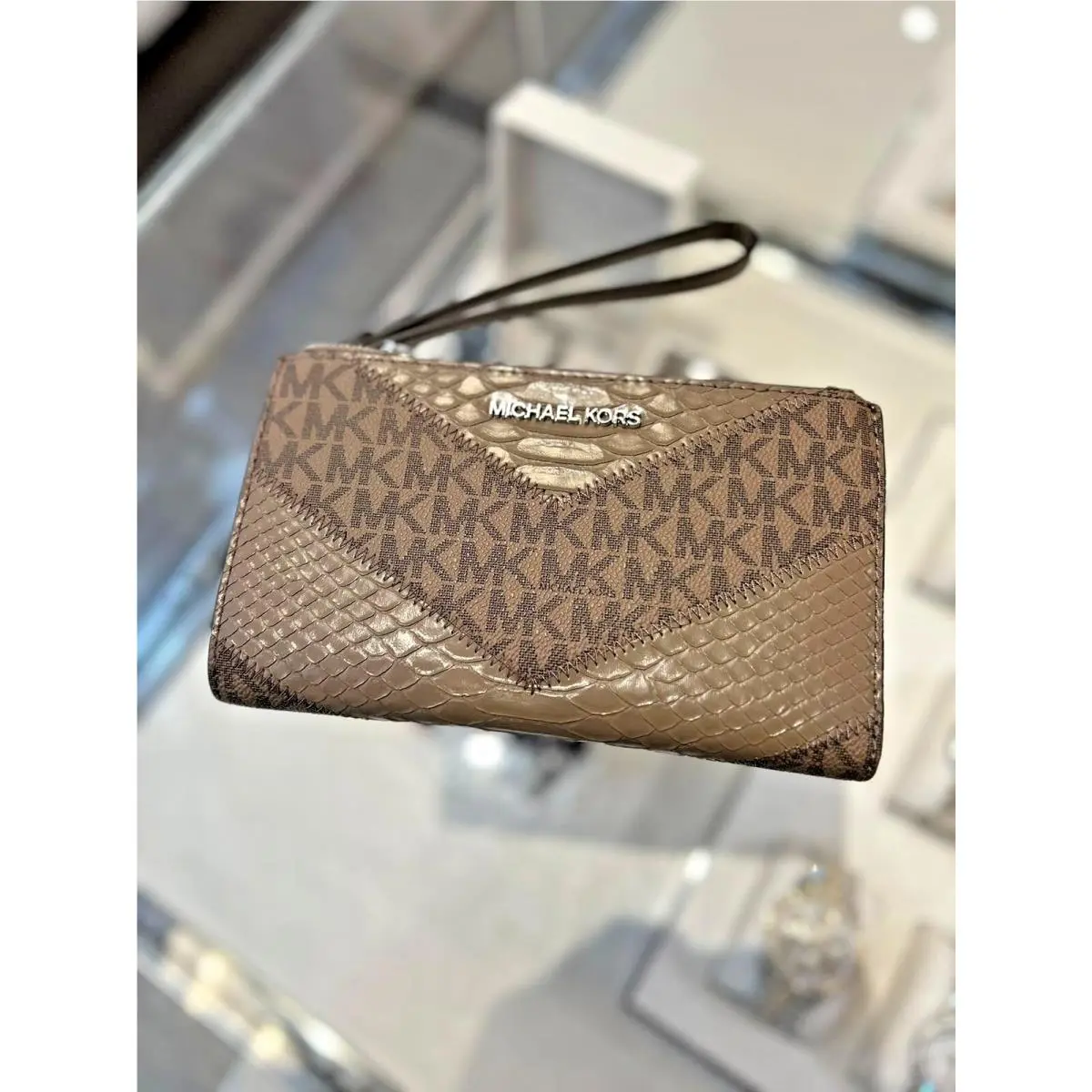 Large Double Zip Wristlet Credit Card Phone Holder MK Logo Wallet DUSK MULTI by Michael Kors