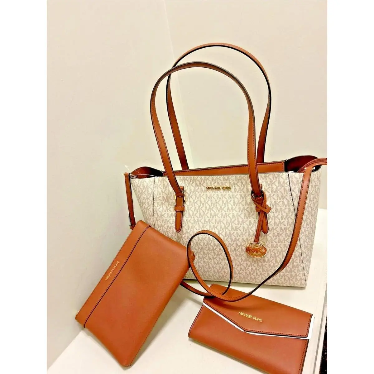 Michael Kors Lady Large Leather or Pvc 3-in-1 Tote Crossbody Handbag Bag Purse