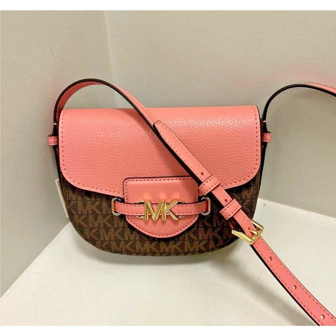 Michael Kors Reed Small Women Pvc or Leather Crossbody Saddle Bag Purse Handbag