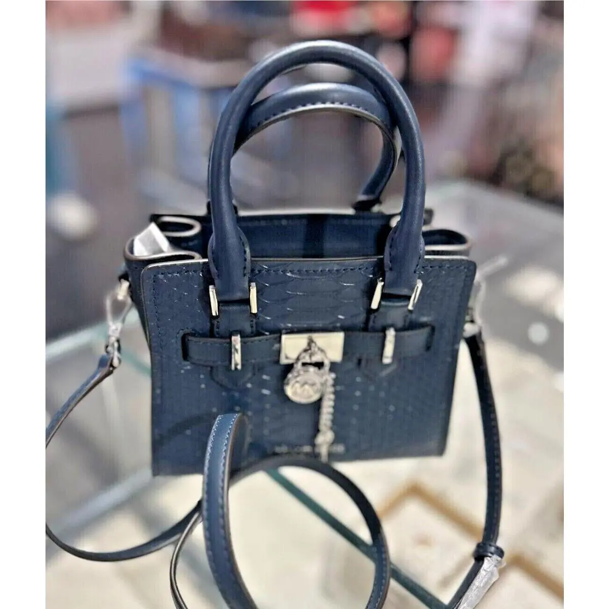 Hamilton XS Mini Satchel Shoulder Crossbody Bag Pvc Handbag Purse NAVY by Michael Kors