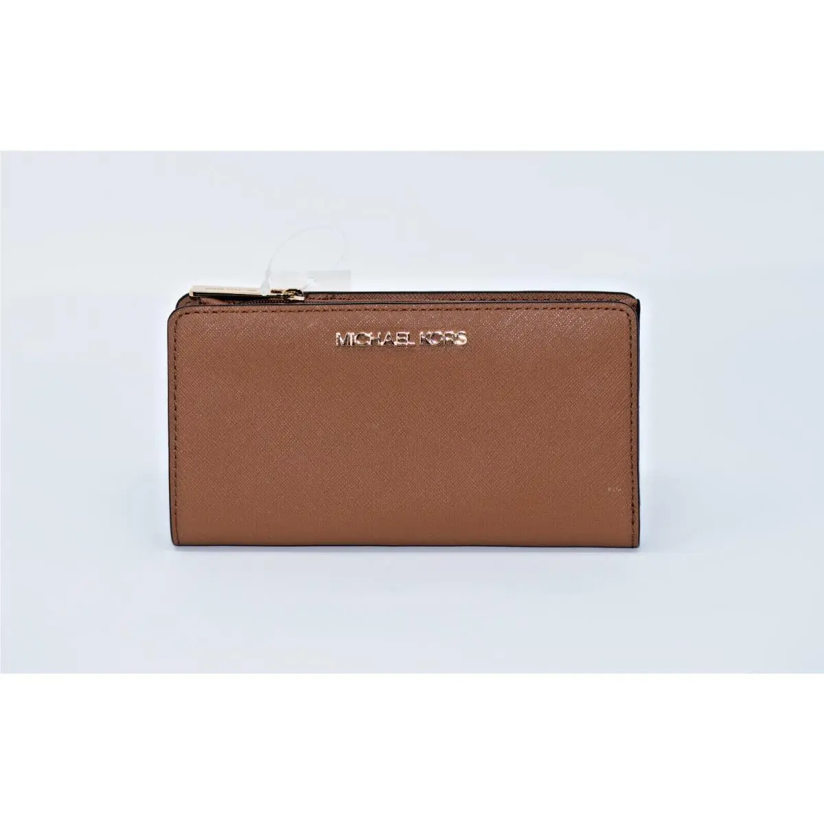 Michael Kors Jet Set Large Bifold Wallet Center Zip Luggage Saffiano Leather