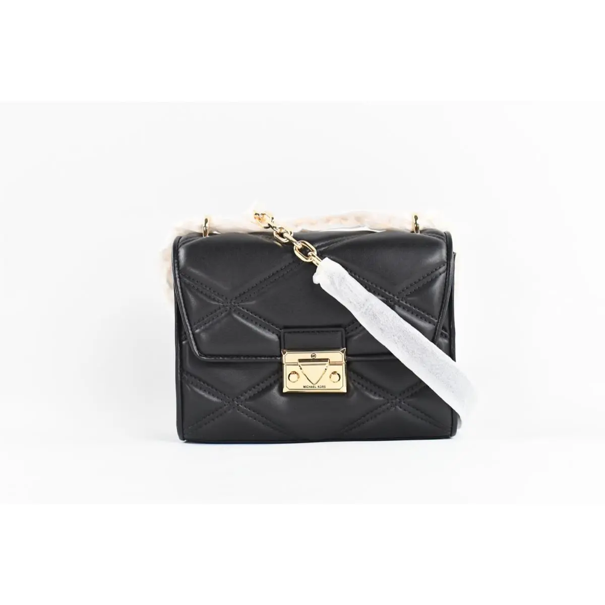 Serena Small/medium Flap Bag Vegan Leather Convertible Shoulder Bag black with gold by Michael Kors