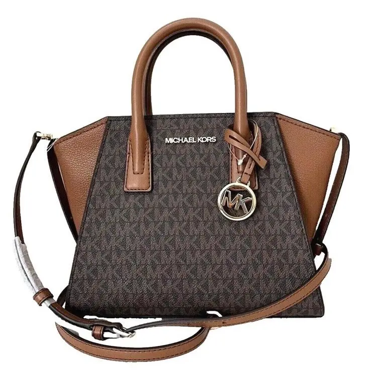 Avril Small Top Zip Satchel Signature Brown by Michael Kors