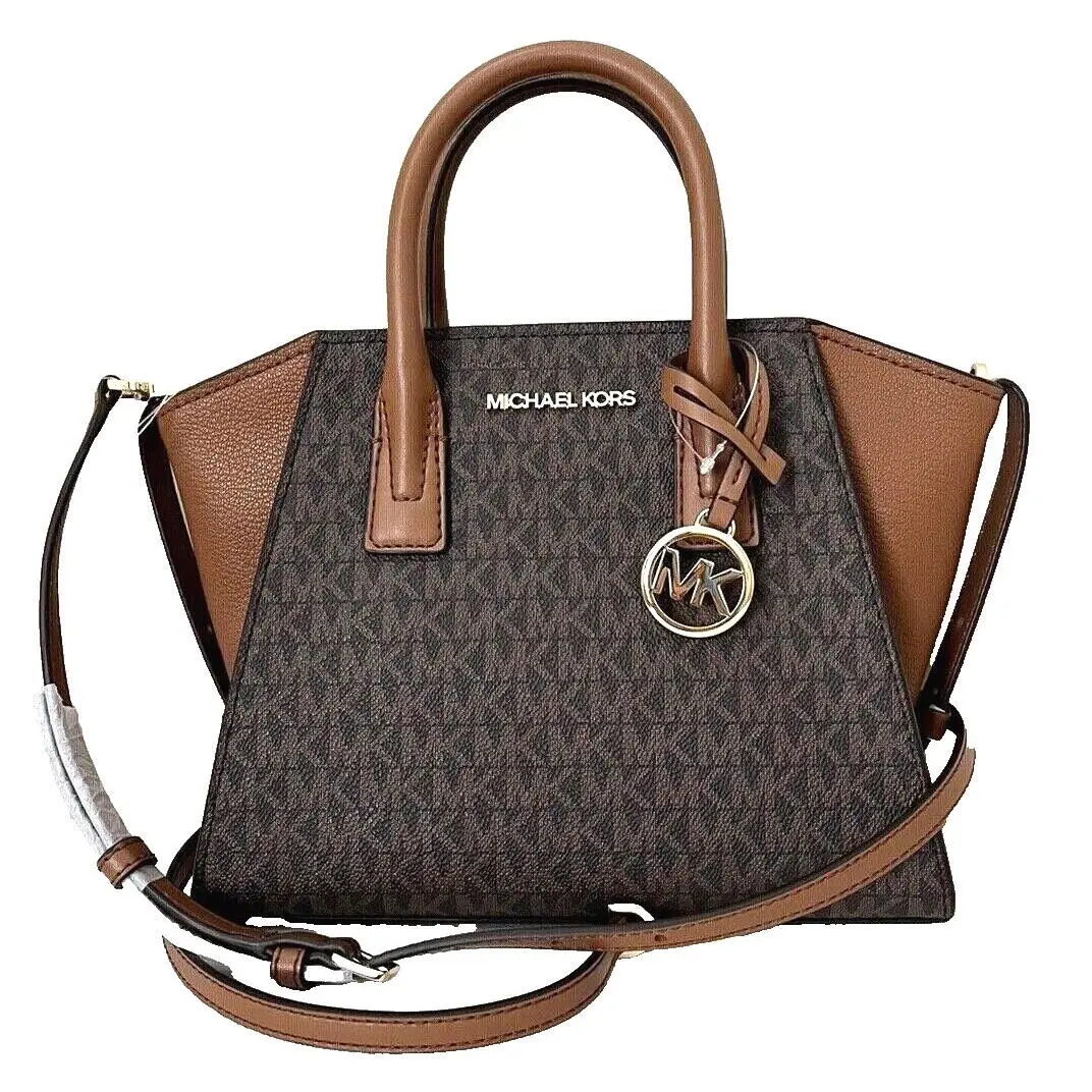 Michael Kors Avril Small Top Zip Satchel Signature Brown