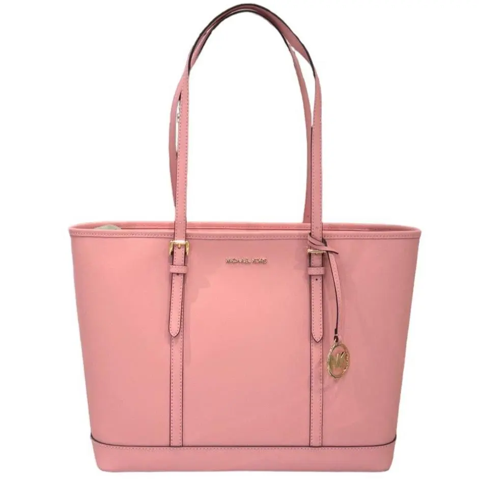 Michael Kors Jet Set Travel Large Top Zip Tote Shoulder Leather Bag Carnation