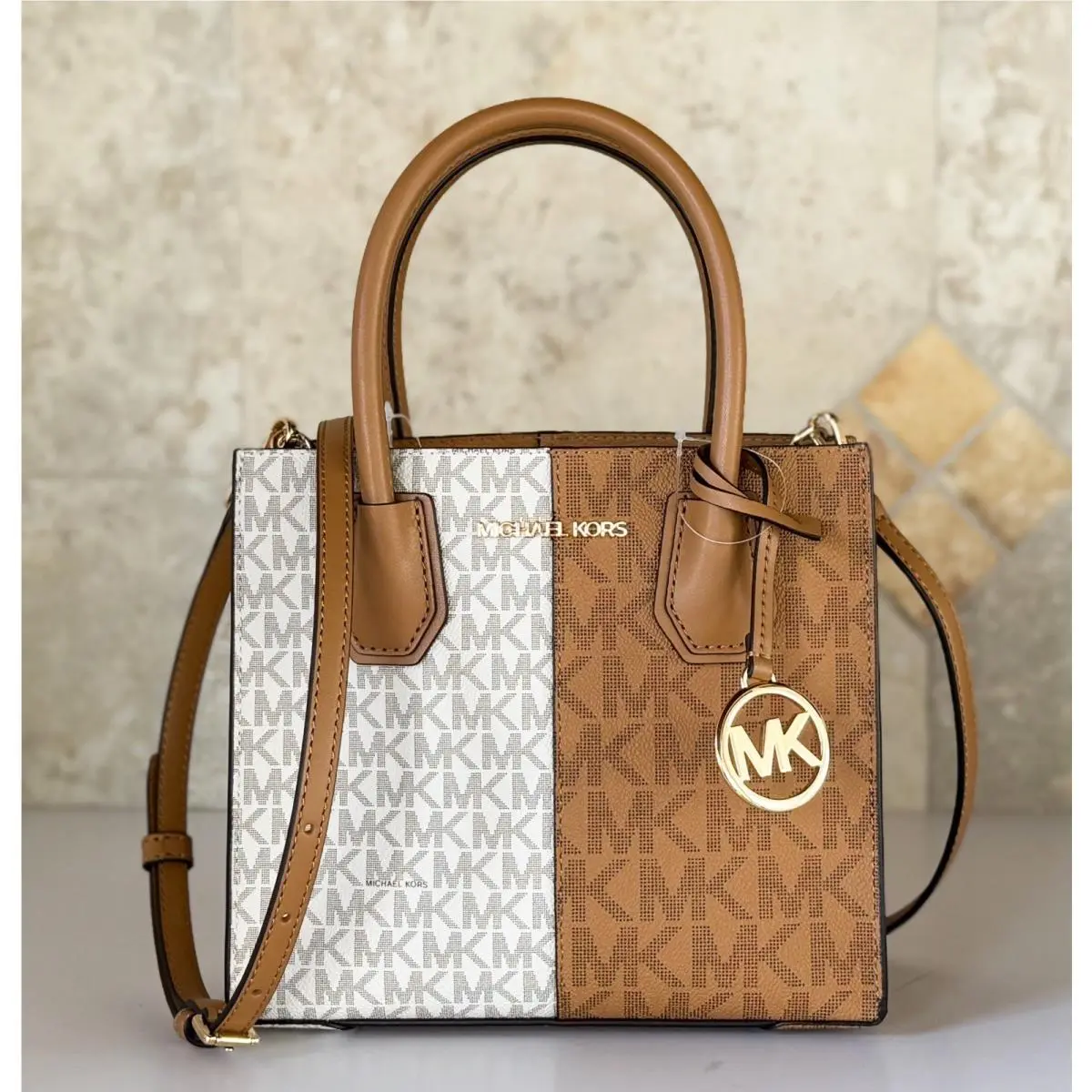 Mercer MD Satchel Shoulder Crossbody Bag Colorblock MK Deer Multi by Michael Kors