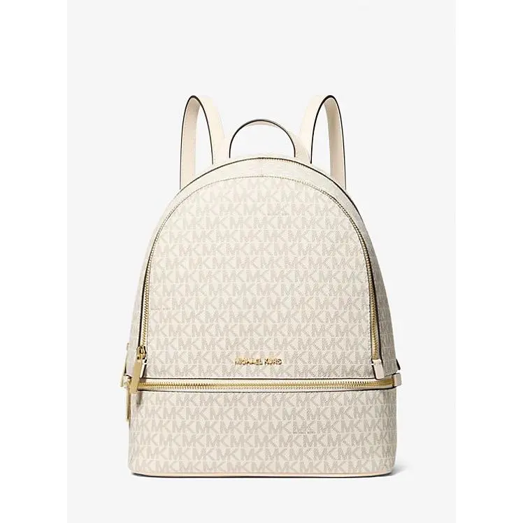 Michael Kors Rhea Medium Signature Logo Backpack Jaycee Bookbag 35S5GRAB2B Vanil