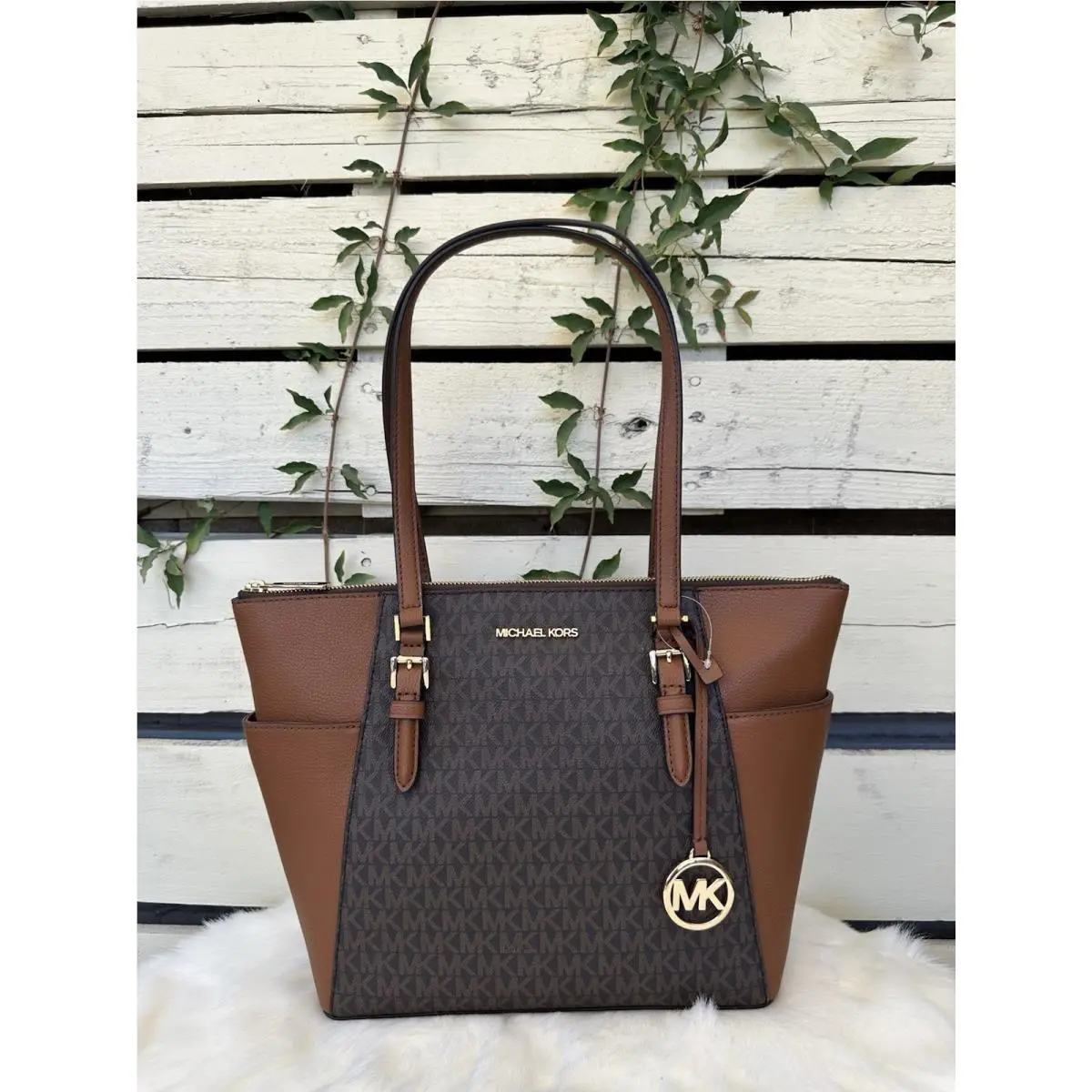 Michael Kors Charlotte Large Top Zip Tote Brown