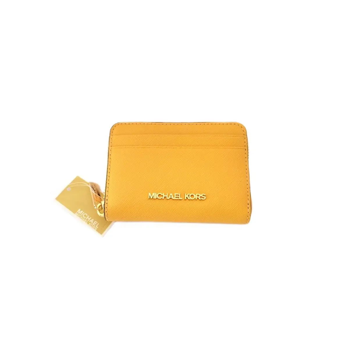 Michael Kors Jet Set Travel Medium Zip Around Card Case Honey Wheat Leather