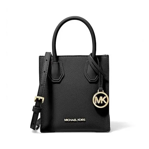 Mercer XS Shopper Leather Crossbody Bag Black/gold Tone by Michael Kors