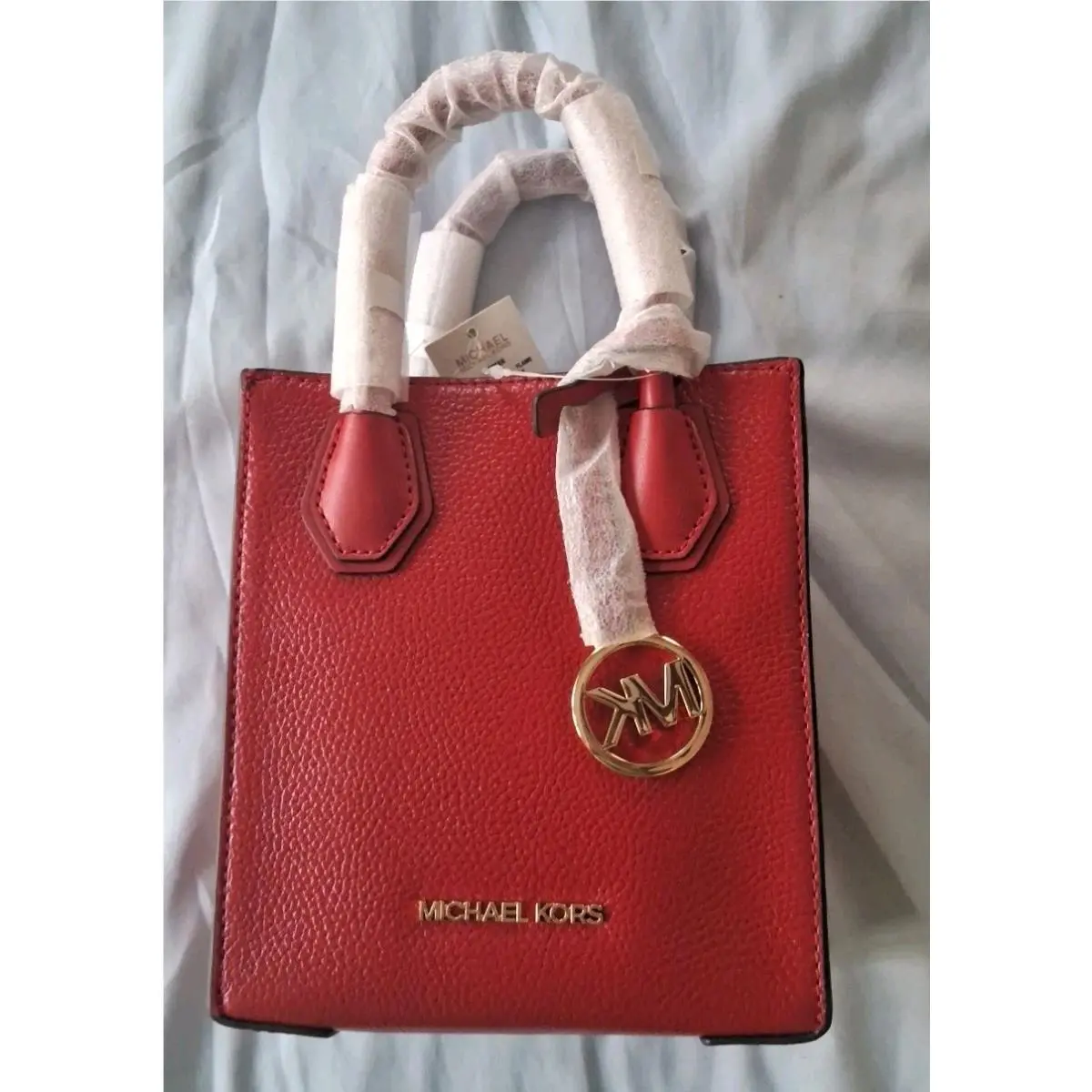 Michael Kors Mercer XS NS Shopper Shoulder Crossbody Bag Red Flame