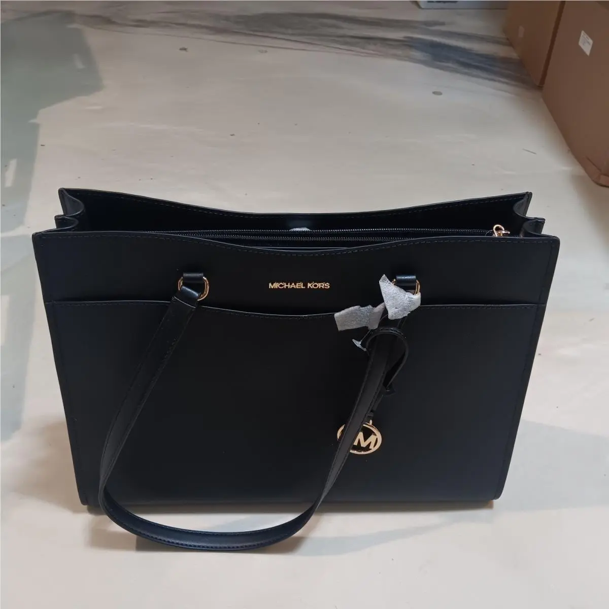 MK Women Large Shoulder Tote Black Leather Bag Jet Set Bag by Michael Kors