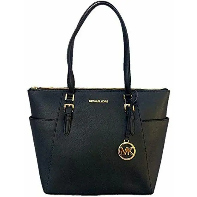 Charlotte Large Zip Top Tote Shoulder Bag Purse Black 35TOGCFT7L by Michael Kors