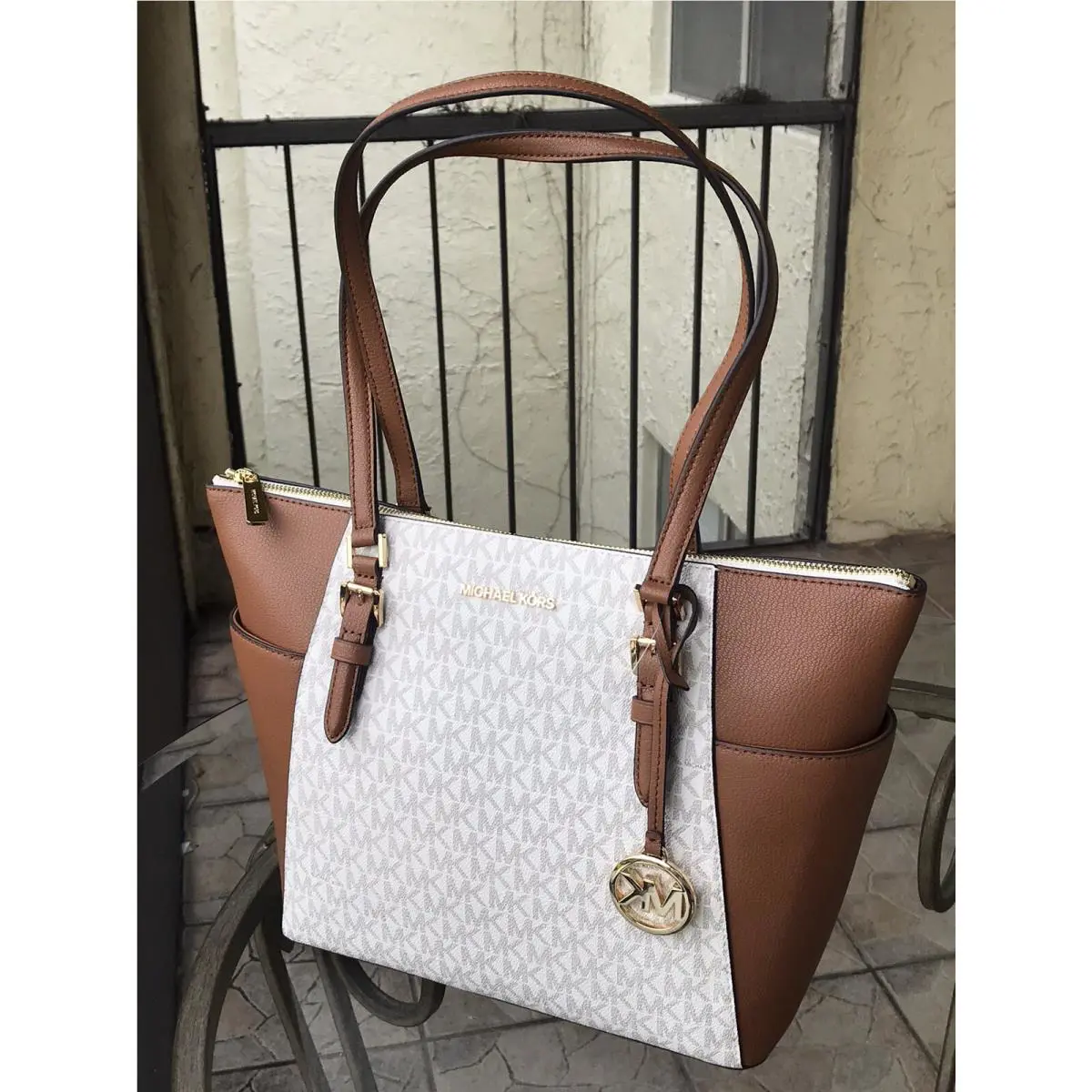 Michael Kors Women Lady Fashion Leather Shoulder Tote Bag Purse Vanilla Handbag