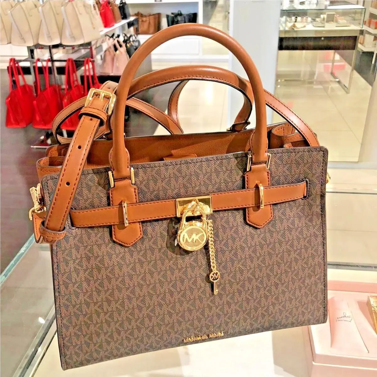Hamilton Medium Satchel Shoulder Bag Brown Handbag Purse Messenger by Michael Kors