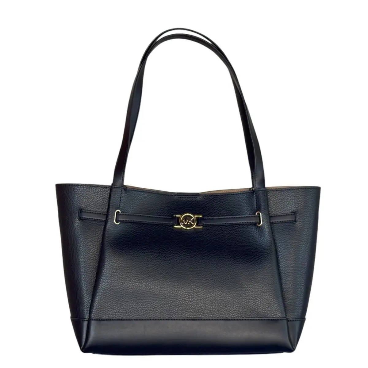Michael Kors Reed Large Belted Tote Shoulder Leather Bag Exotic Black