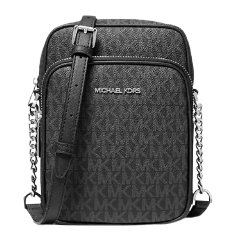 Michael Kors Jet Set Travel MD North South Chain Crossbody Bag Flight MK Black