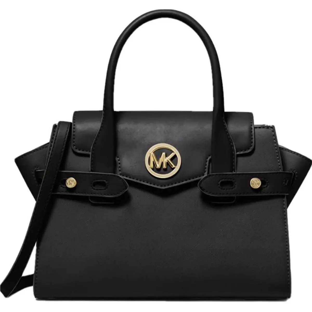 Michael Kors Carmen Medium Flap Belted Satchel Shoulder Bag Tea Rose - Handle/Strap: Tea Rose, Hardware: Gold, Exterior: Tea Rose