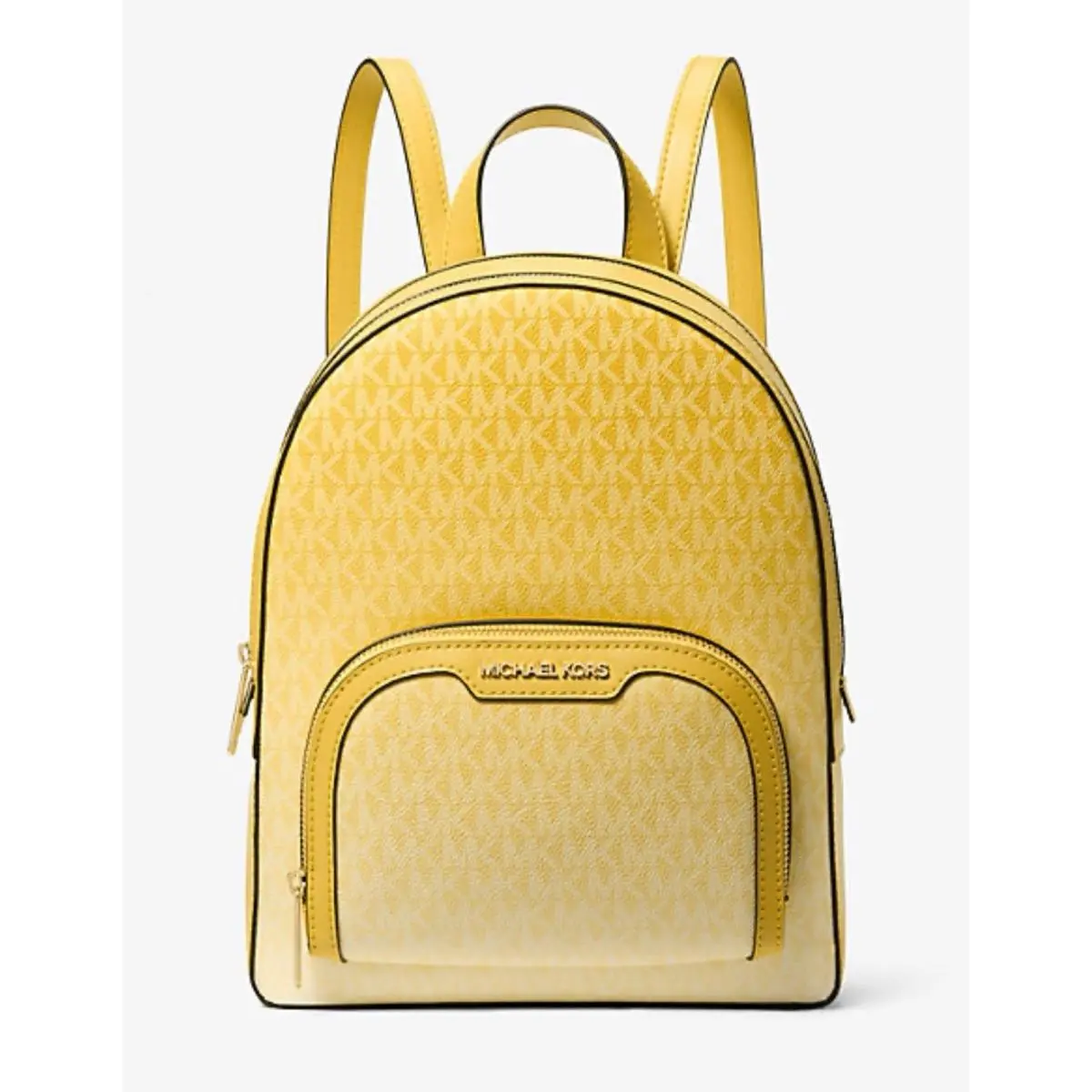 Michael Kors Jaycee Women Medium Signature Logo Zip Pocket Backpack Daisy Yellow