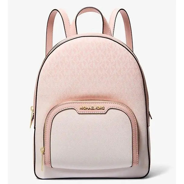 Michael Kors Jaycee Medium Backpack MK Signature Logo Pink Powder Blush