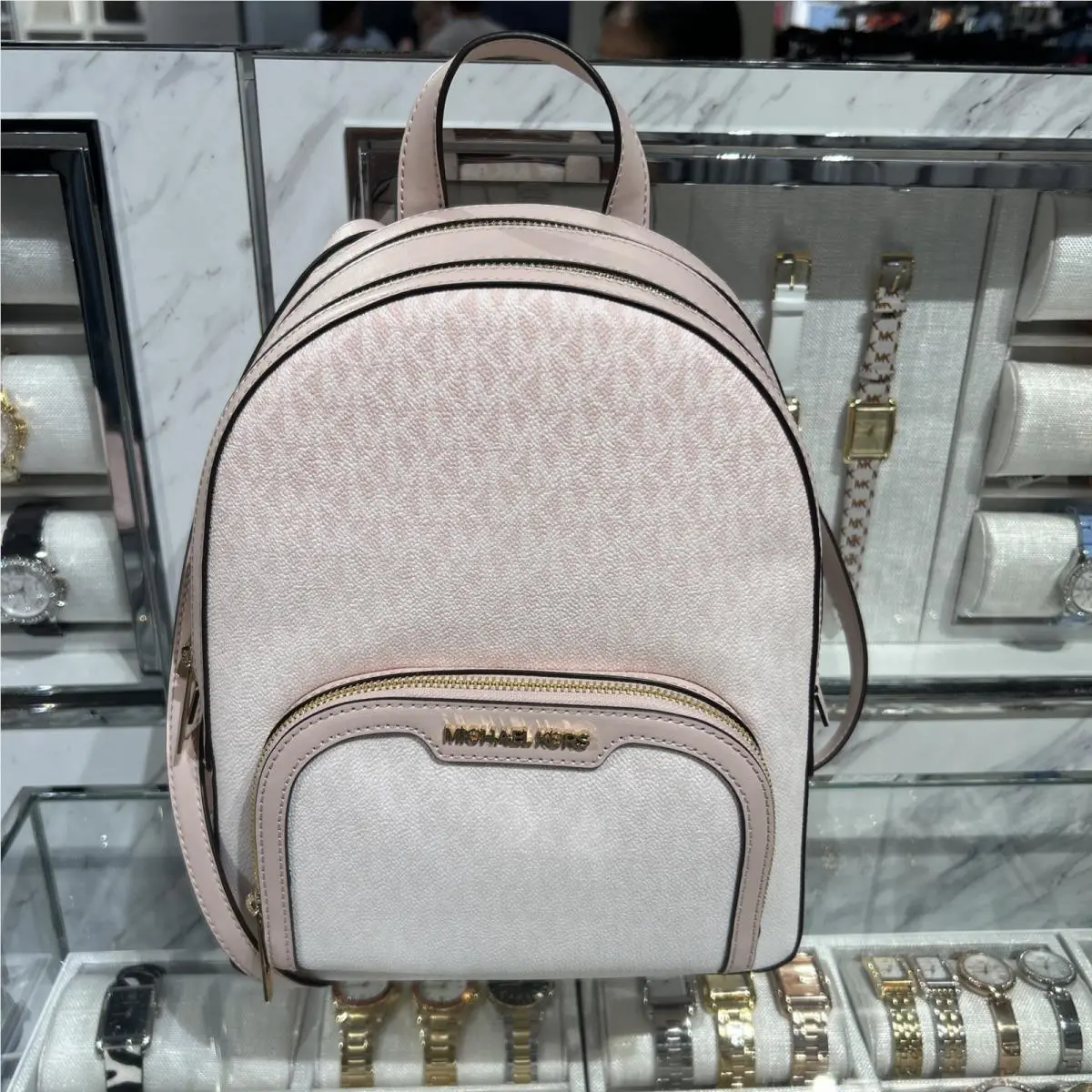 Michael Kors Jaycee Medium Zip Pocket Backpack MK Ombre Pink Multi