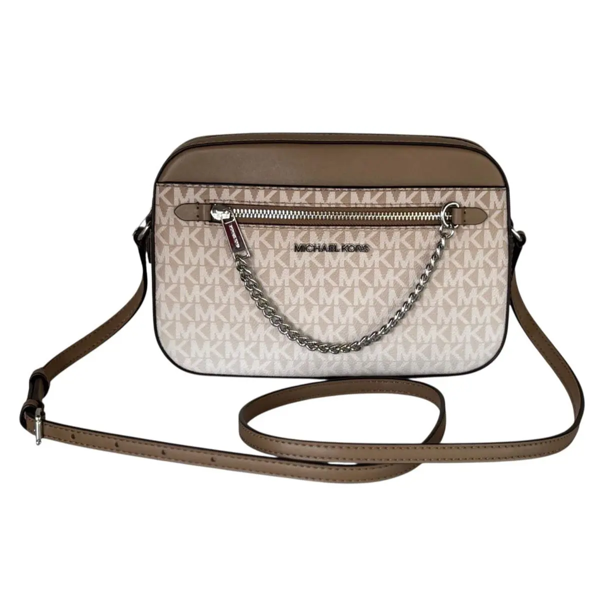 Michael Kors Jet Set Item EW Chain Shoulder Crossbody Bag MK Ombré Red Clay