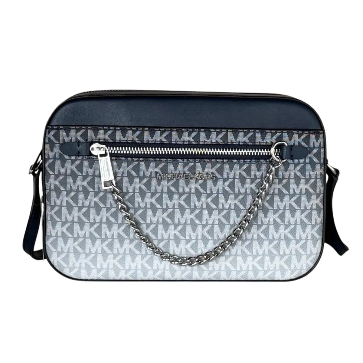 Jet Set East West Large Zip Chain Crossbody Bag Ombre Navy by Michael Kors