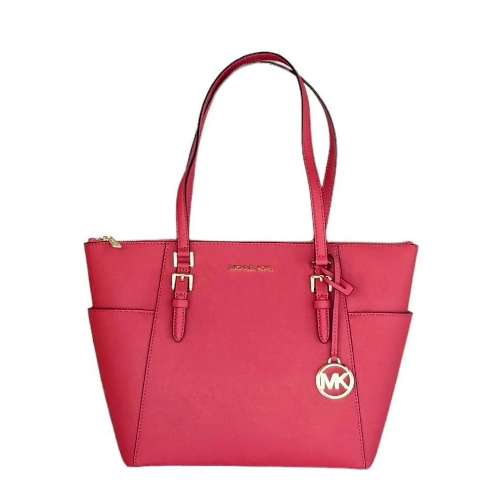 Charlotte Large Top Zip Shoulder Tote Bag Light Berry by Michael Kors
