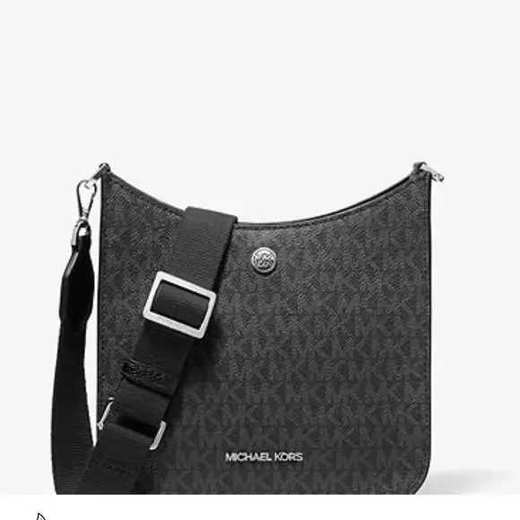 Michael Kors Briley Small Messenger Crossbody Bag Signature Handbag Black Pvc