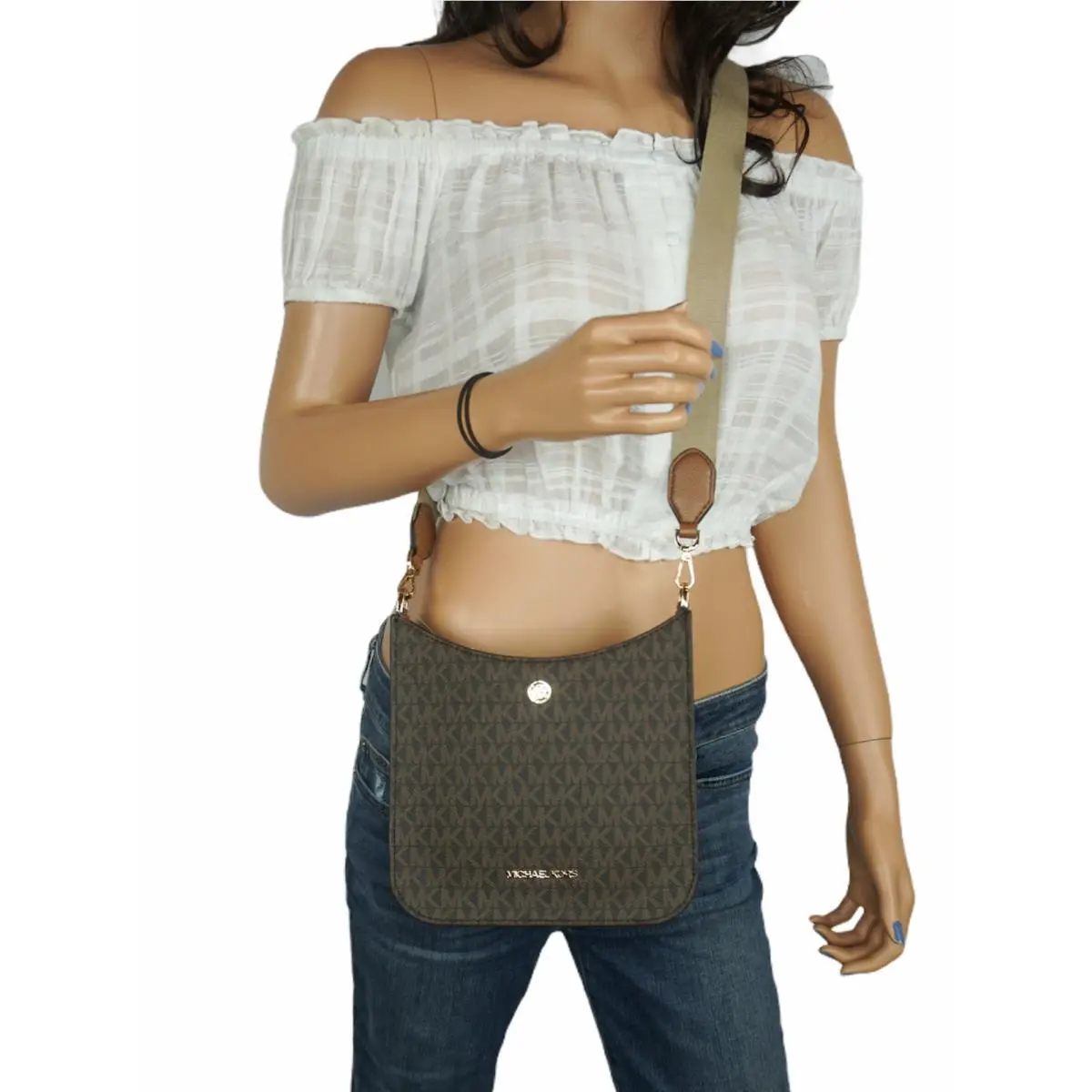 Briley Small Messenger Crossbody Bag MK Brown by Michael Kors