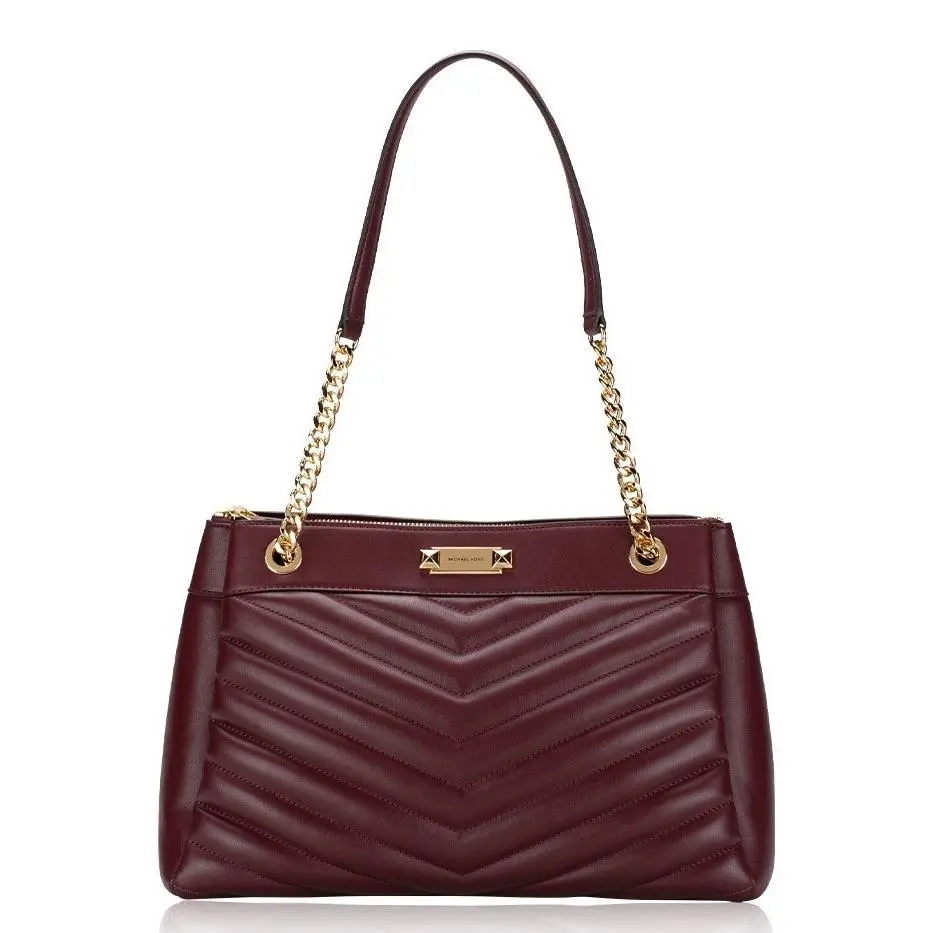 Michael Kors Whitney Quilted MD Chain Shoulder Tote In Oxblood