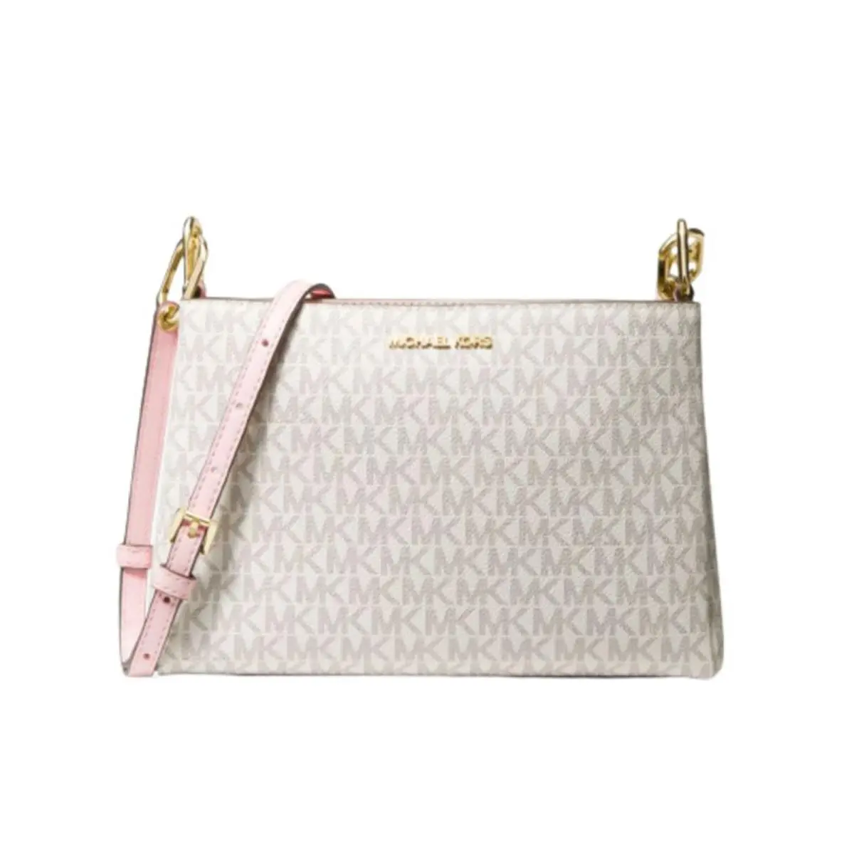Michael Kors Coated Canvas Crossbody Bag Purse Messenger Handbag Powder Blush 35