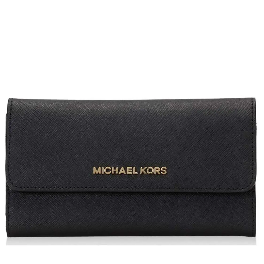 Michael Kors Jet Set Travel Trifold Large Leather Wallet IN Black