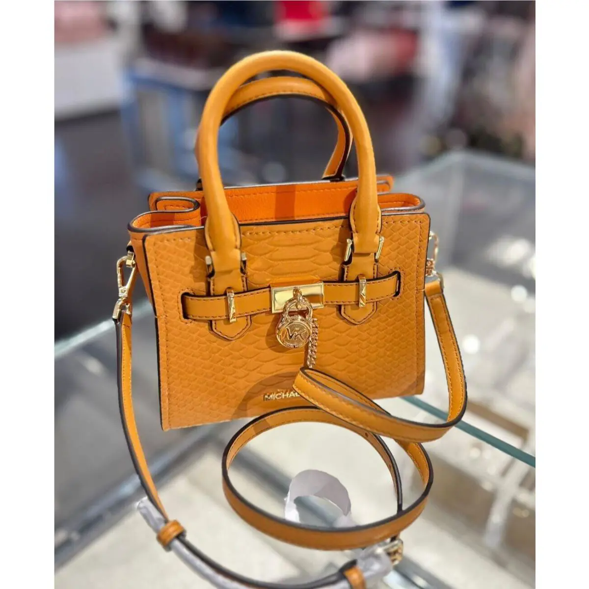 Michael Kors Hamilton XS Mini Satchel Shoulder Handbag Crossbody Bag in Cider