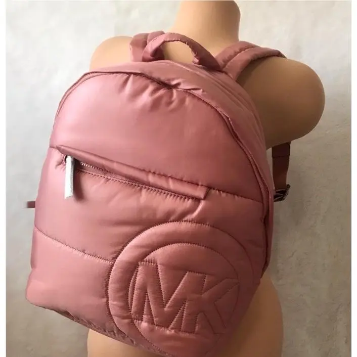 Michael Kors Rae Medium Quilted Nylon Peach Backpack 35F1U5RB2C Dust Bag FS