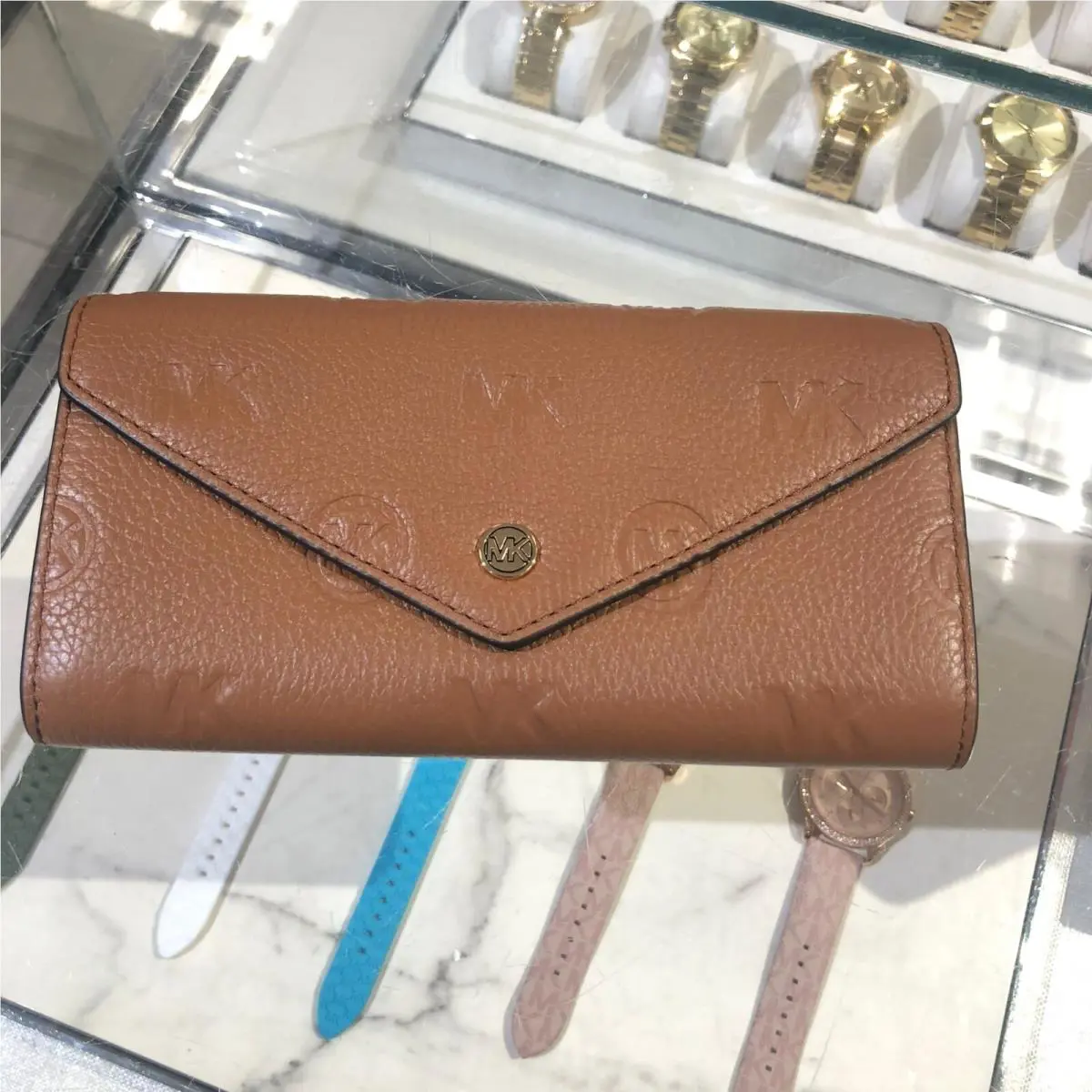 Michael Kors Jet Set Travel Large Envelope Continental Wallet Leather in Luggage