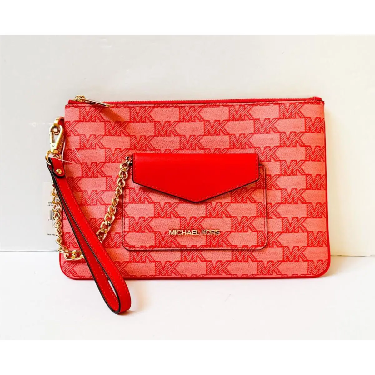 Michael Kors Jet Set Item Large 2 IN 1 Card Case Wristlet Clutch MK Dark Sangria