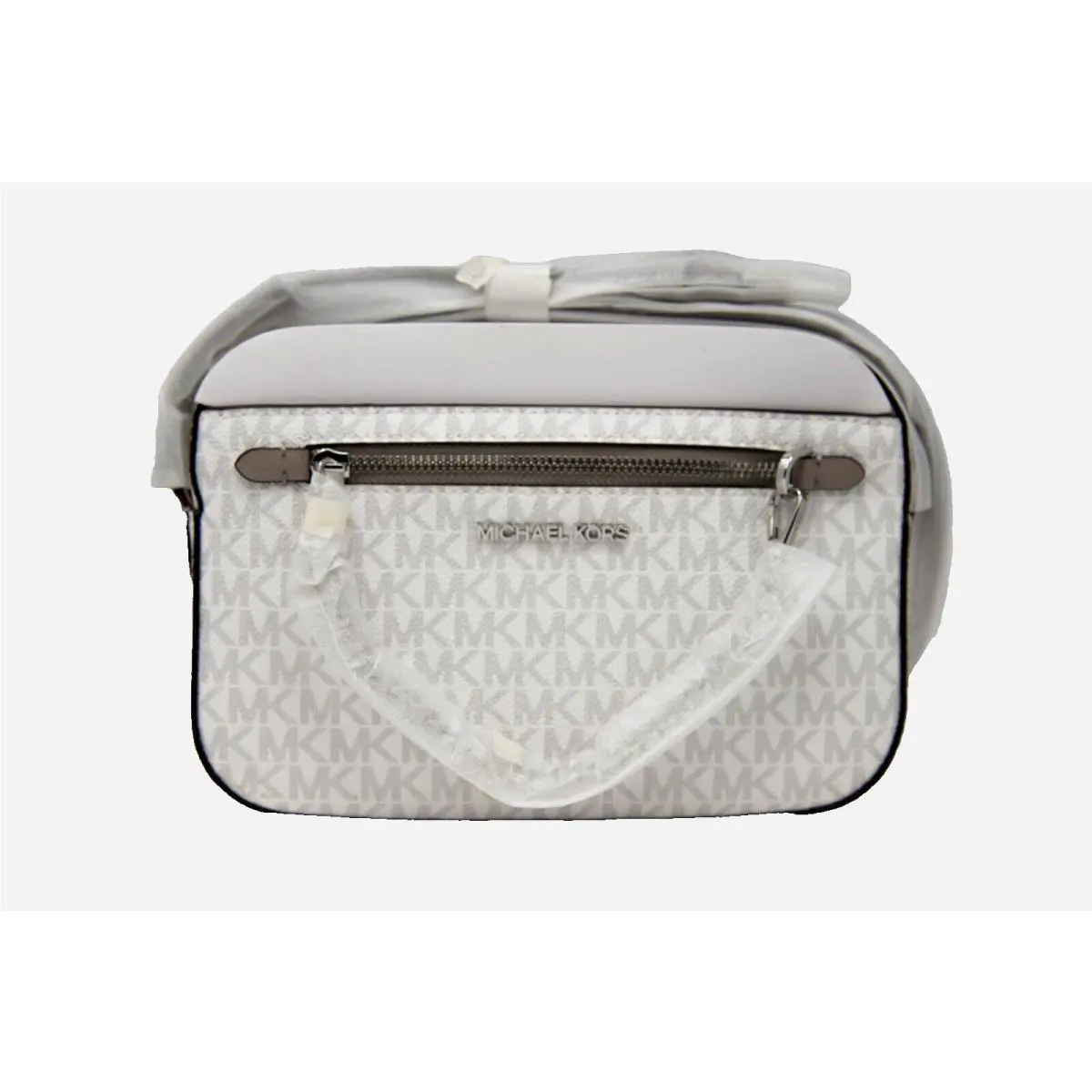 Michael Kors Nicole Crossbody Strap/chain Handbag White - Hardware: Silver, Exterior: Bright White