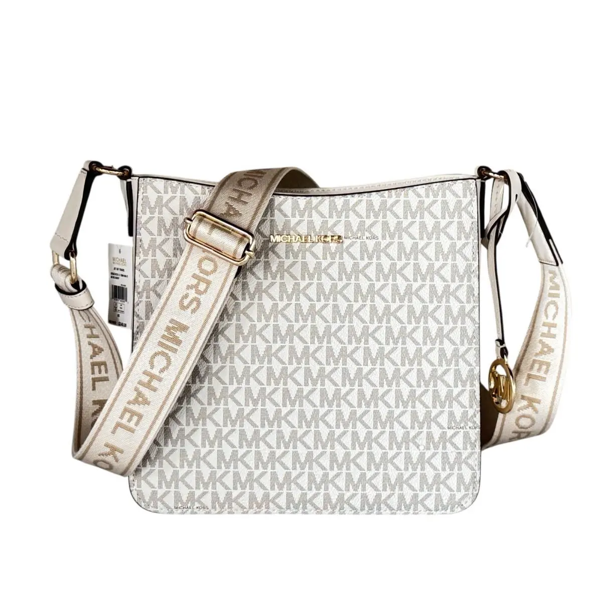 Michael Kors Jet Set Travel Small Shoulder Messenger Bag MK Light Cream Multi