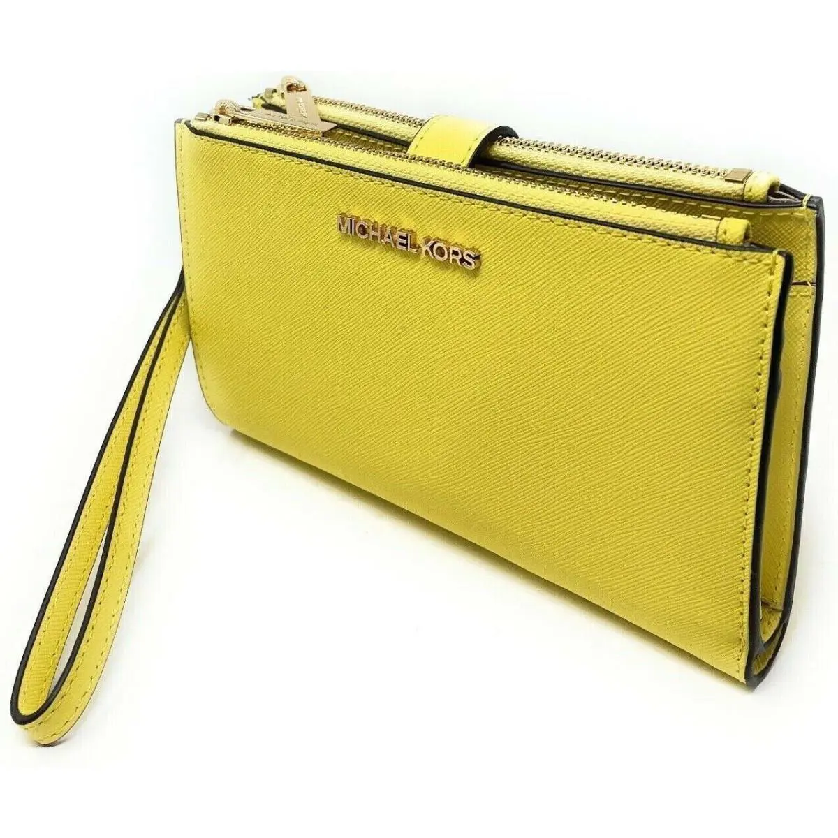 Michael Kors Double Zip Wristlet Sunshine Leather Yellow Retail F