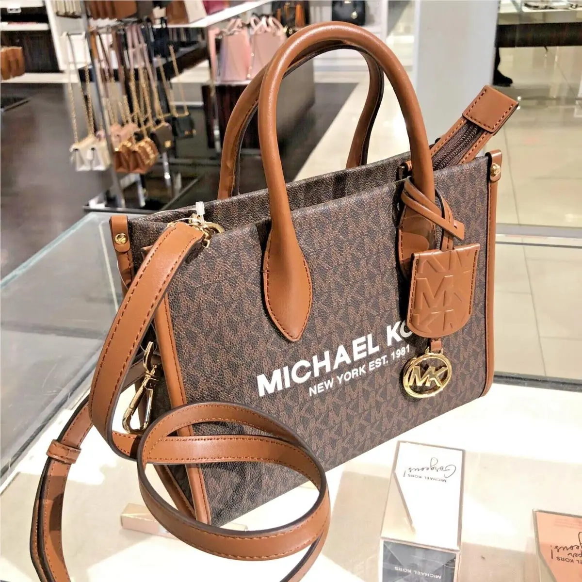 Small Crossbody Messenger Handbag Purse Shopper Bag Shoulder Brown by Michael Kors