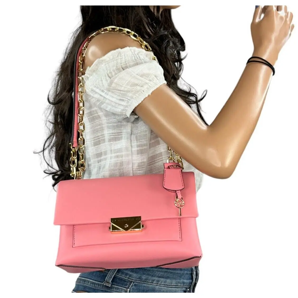 Cece Medium Shoulder Flap Chain Crossbody Bag Tea Rose by Michael Kors