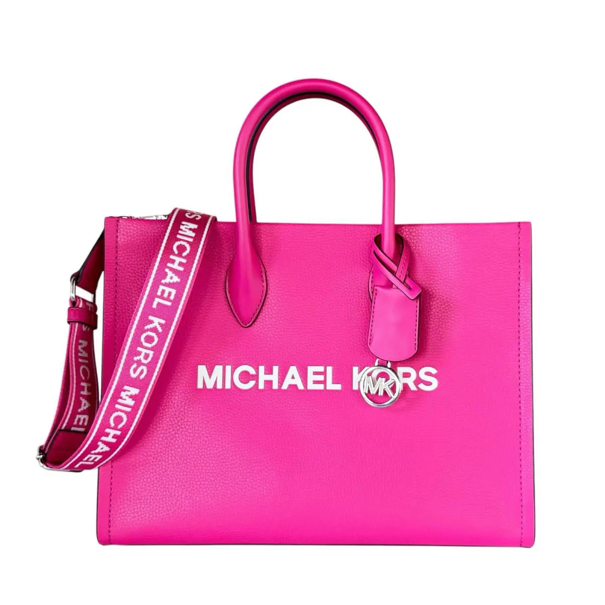 Michael Kors Mirella Medium EW Tote Satchel Shoulder Leather Bag Dragon Fruit
