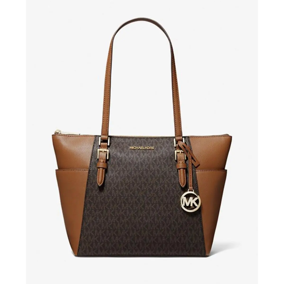 Michael Kors Charlotte Signature Large Top Zip Tote - Brown 35T0GCFT3B-847